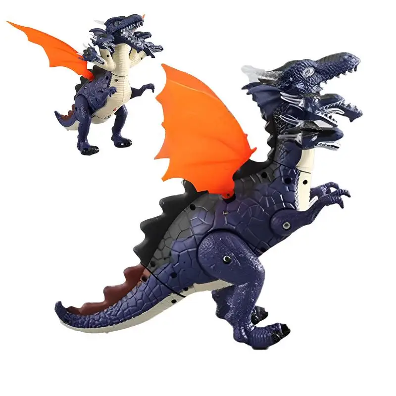 Dinosaur Walking Toy Five Heads Electric Dinosaur With Light And Wings With Sound 4-7 Years Old For Childhood Companions