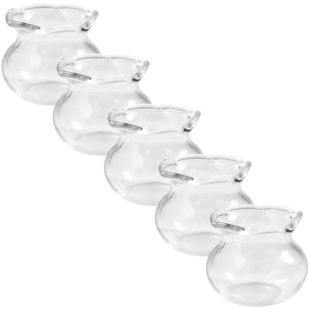 5pcs Mini Glass Fish Tank Set – Safe Smooth Surface Educational Desktop Decor for Kids Creative Play & Learning