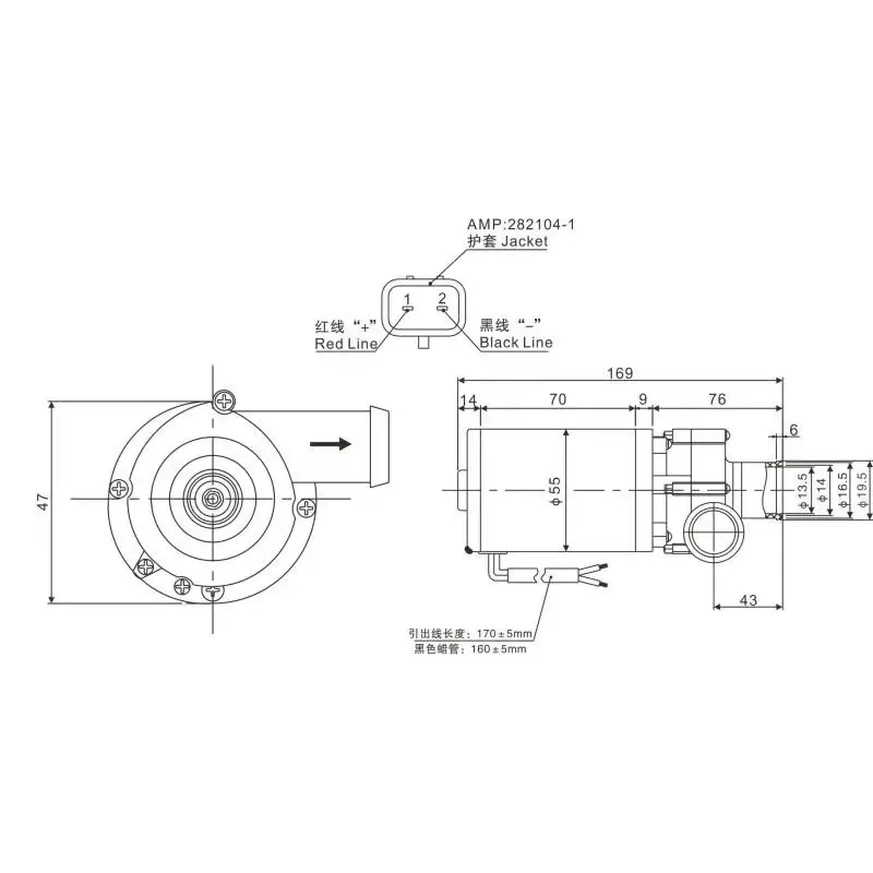 12V/24V dc bus heating water pump for 16MM YD80216