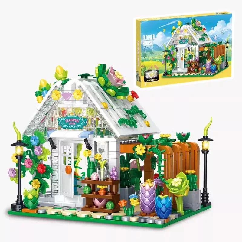 

Street View Flower Shop Building Block City Flower House Villa Garden Model Bricks Assemble Toys For Boy Birthday Gift MOC