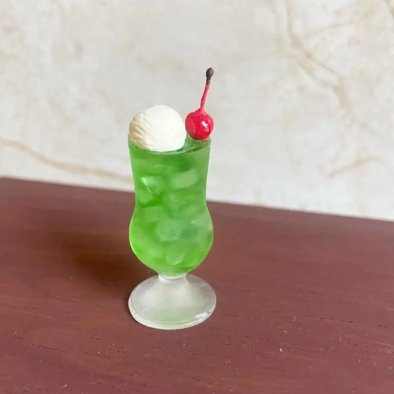 

1:12 Miniature Summer Drink Set - Honeydew Soda & Melon Ice Cream Cups for Dollhouse Play, Role-Play Learning Toy