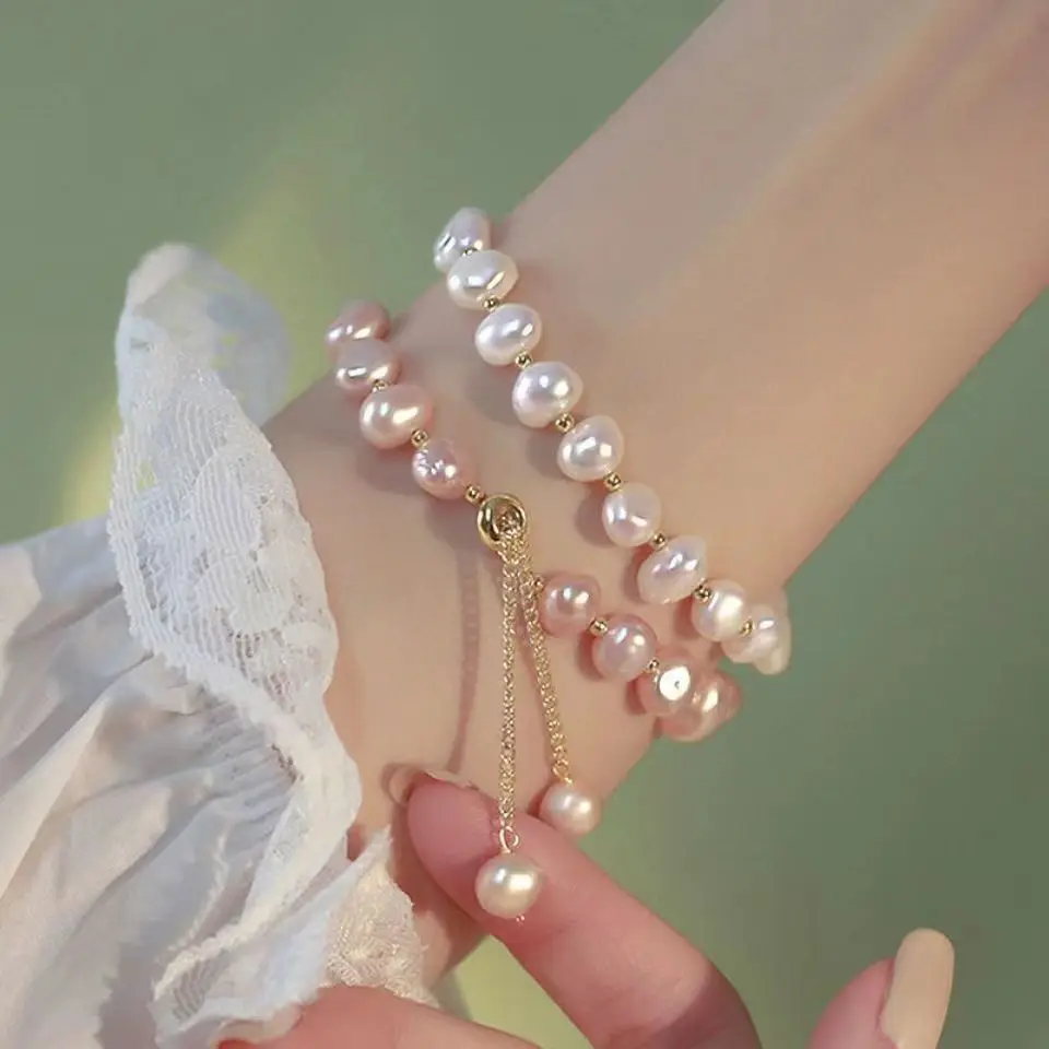 10pcs/Lot Irregular Faux Baroque Pearl Beads Bracelet Lady Spring Summer Fashion Jewelry Gifts Wholesale