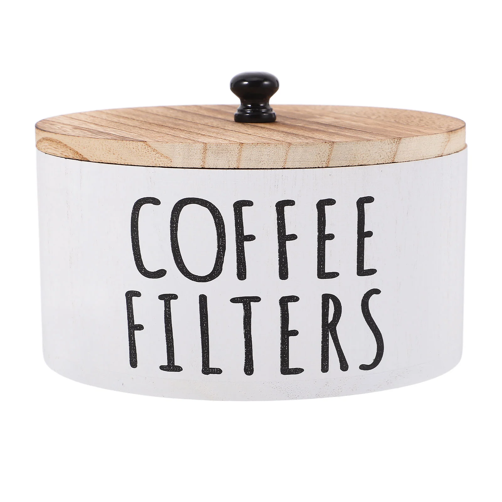 Coffee Filter Storage Box Bar Accessories Cake Container Wood Basket Round with Lid