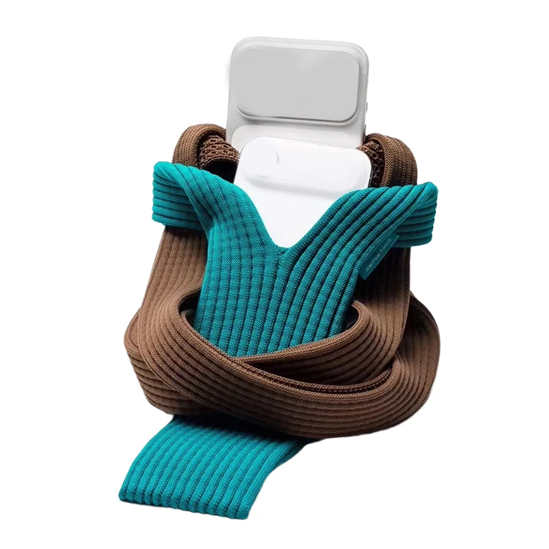 New 2026 Phone Pocket Woven Bag Short 40cm Fashion Accessories High Knitted Mobile Phone Mini Bag view 2