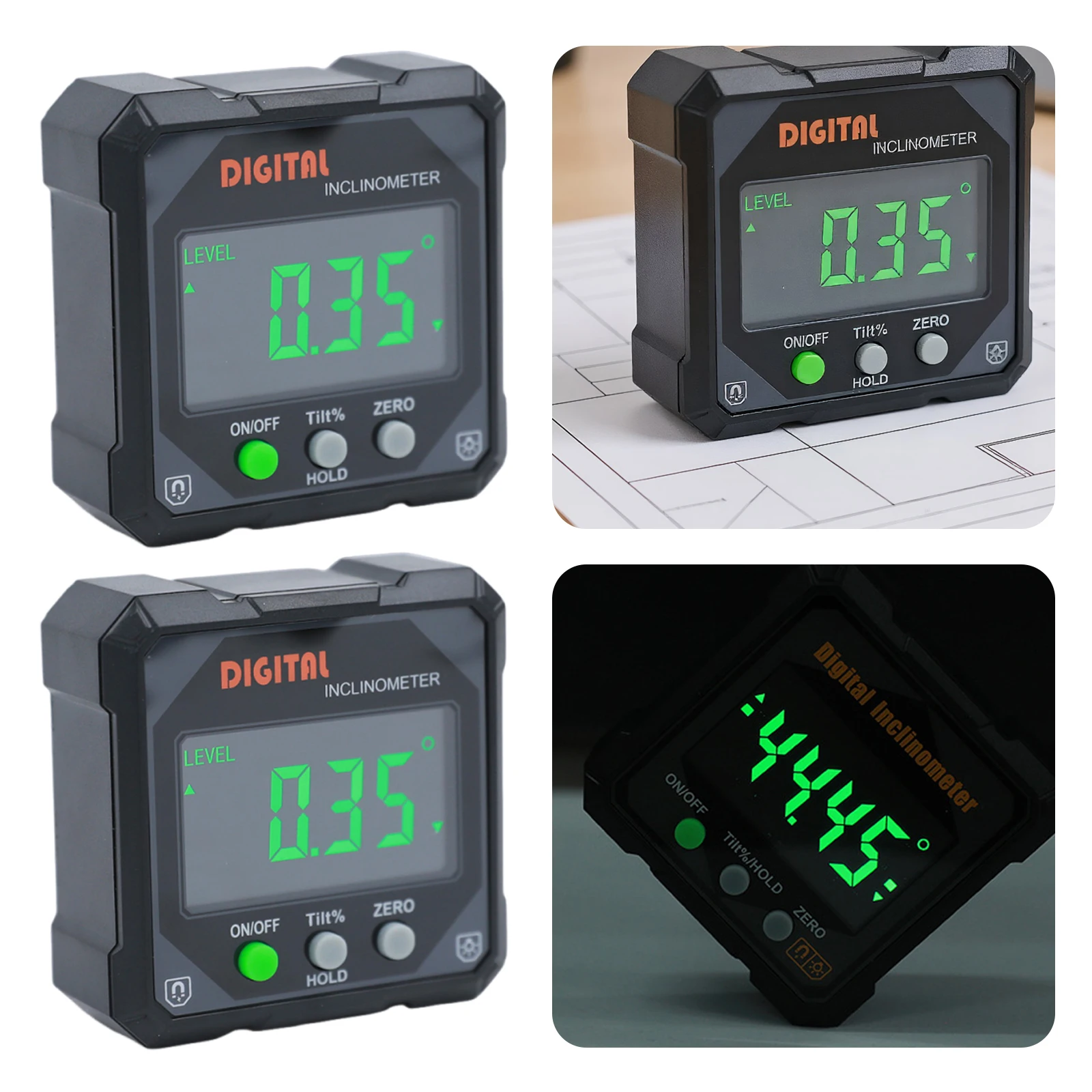 Buscador de ángulo Digital, pantalla LED, inclinómetro de cubo de precisión, resistente al desgaste, caja de nivel colgante, nivel de instrumento de medición de ángulo