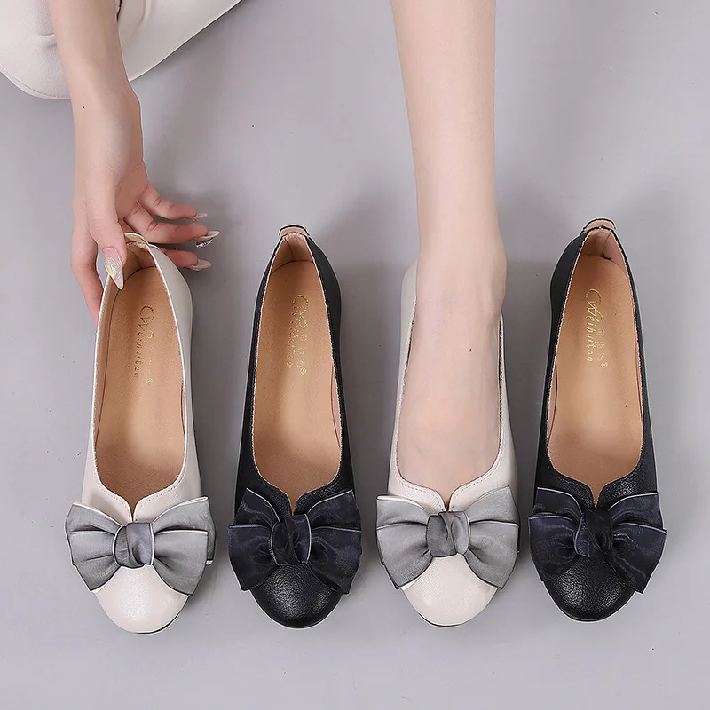 Woman Sweet Round Toe Black Barefoot Fetish Mary Janes Cute Casual Luxury Girl Shoes Floral Soft Soled Bowknot Female Flats