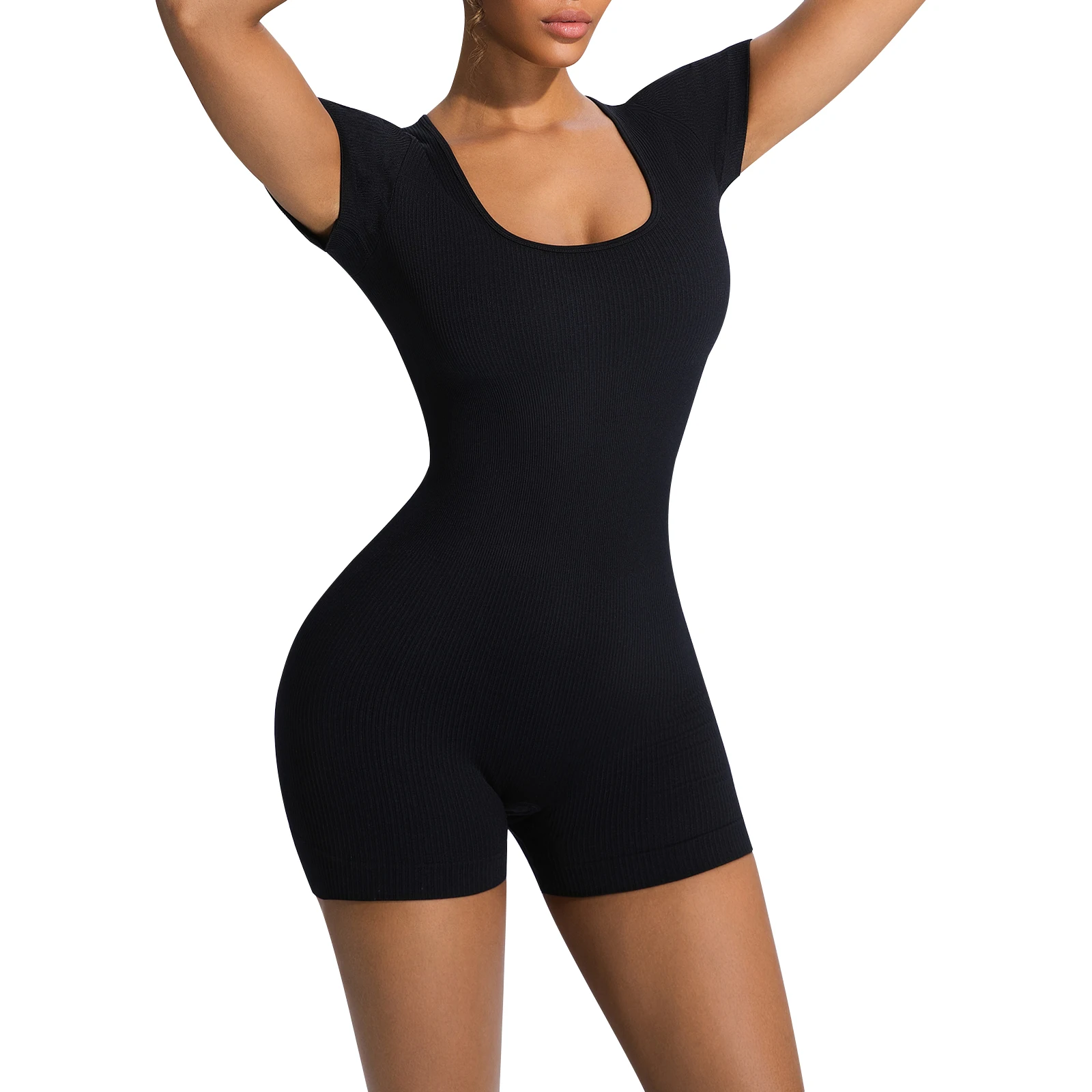 

Женский боди с квадратным вырезом и коротким рукавом, сексуальный облегающий топ-рубашка