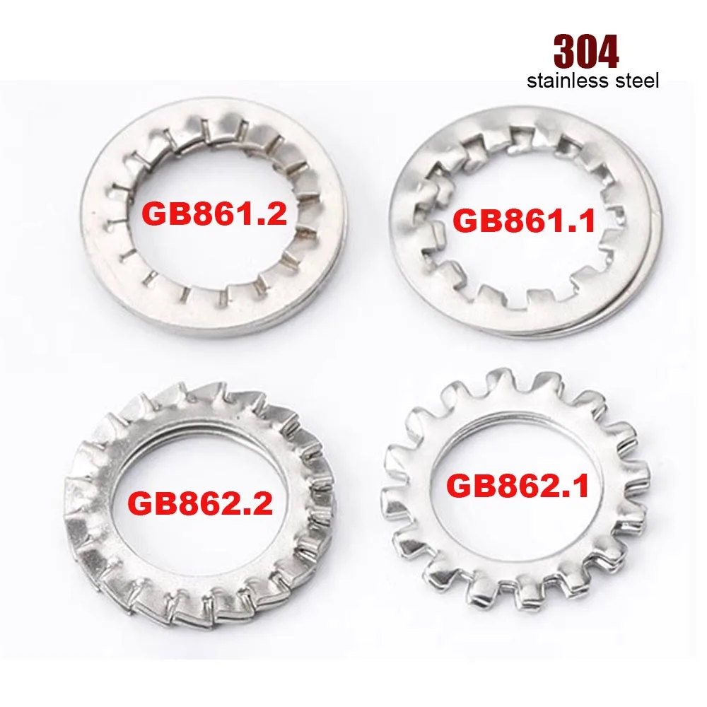 M2 M2.5 M3 M4 M5 M6 M8 M10 M12 M16-M24 4 Types 304 Stainless Steel Internal and External Toointethed Serrated Lock Washer Gasket