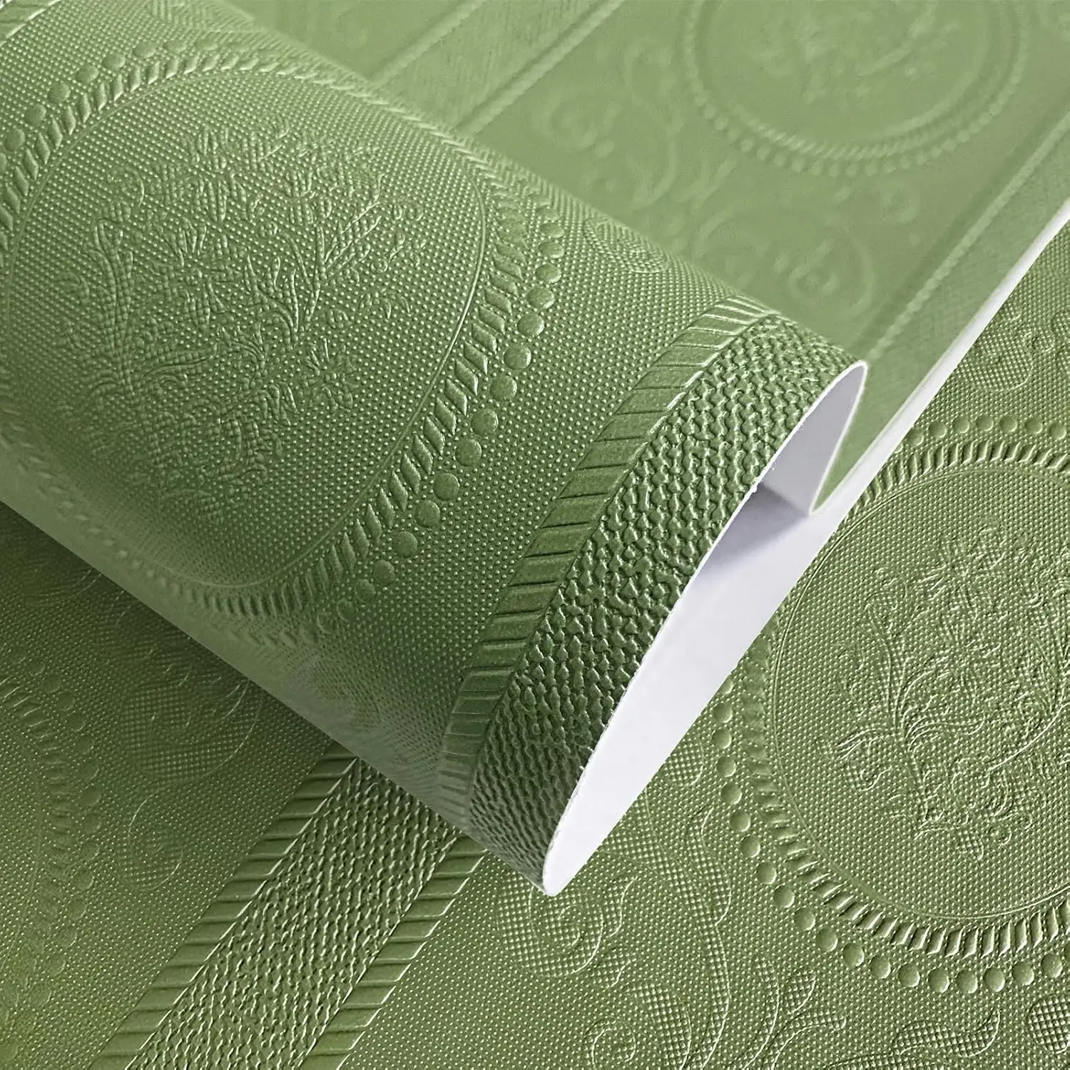 

3D тисненные дамасские полосатые текстурированные обои, отклеивающиеся и наклейте зеленые цветочные обои, водостойкая самоклеящаяся контактная бумага