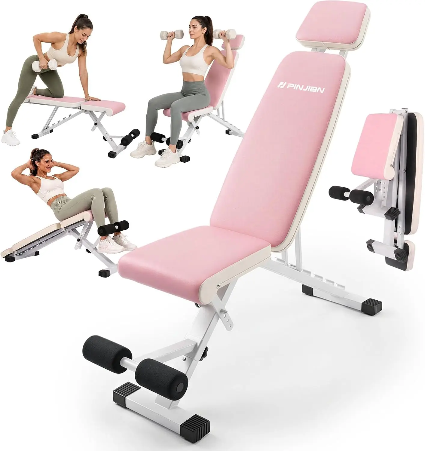 Foldable Weight Bench, Adjustable Workout Bench for Full Body Exercise, Compact Space Saving for Home Gym Use
