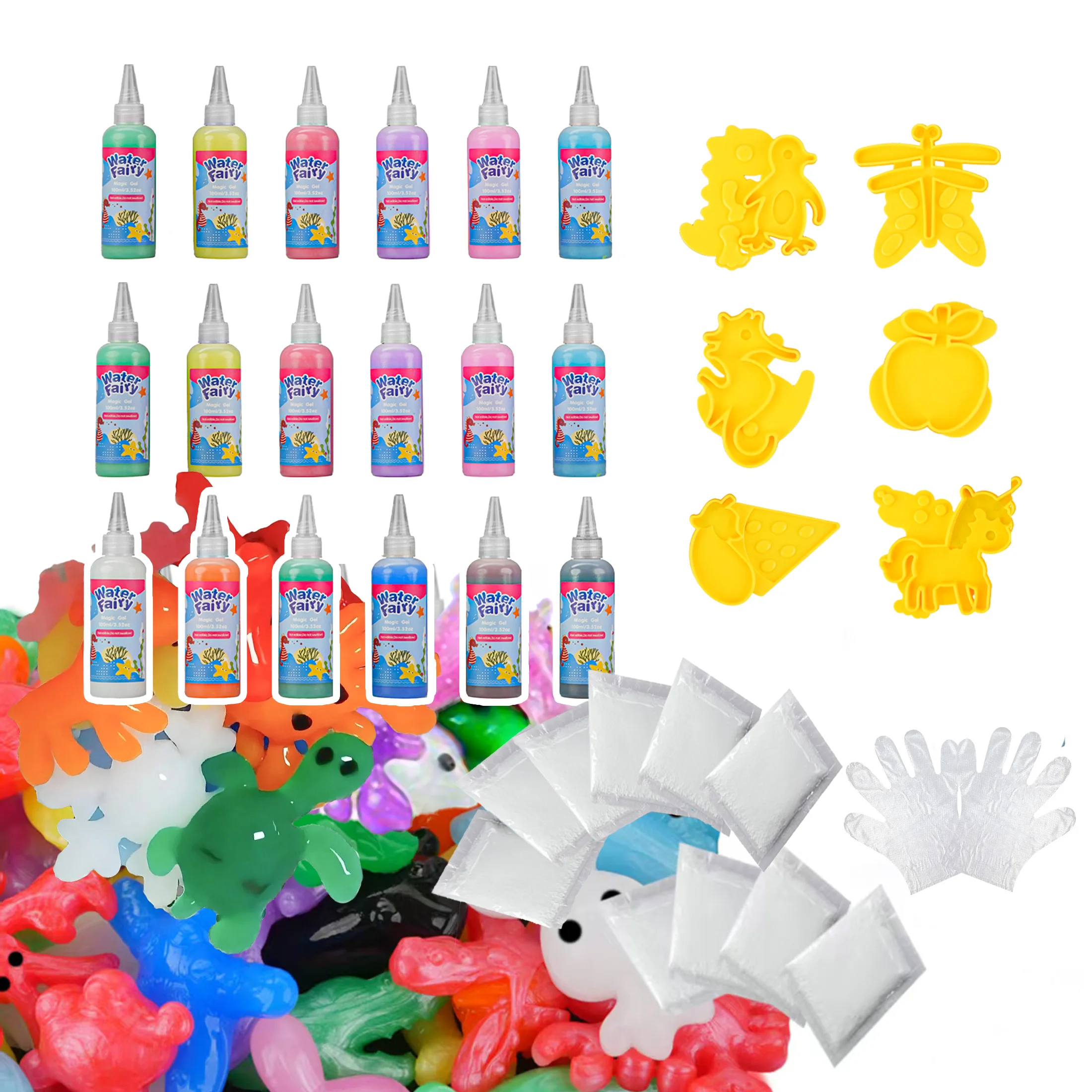 

100ml Aqua Fairy Water Gel Kit, Magic Water Elf Toy Kit, Craft Kit with Colors Magic Gel and Shape Molds, Arts & Crafts DIY Toy