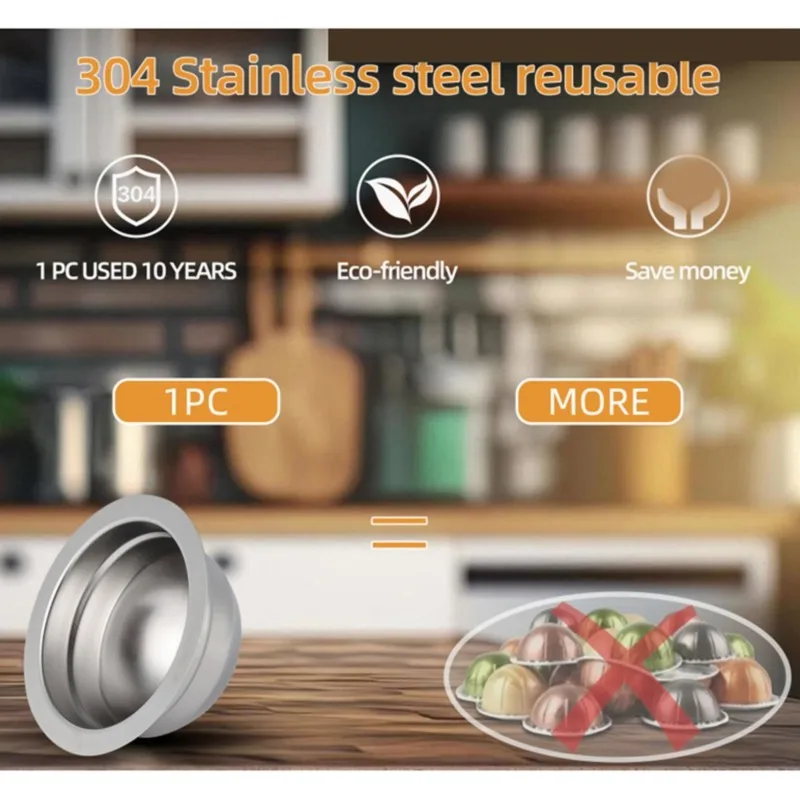 ABRW-Stainless Steel Reusable Coffee Pod-For Vertuo Line For NESPRESSO Machines-80Ml Capacity