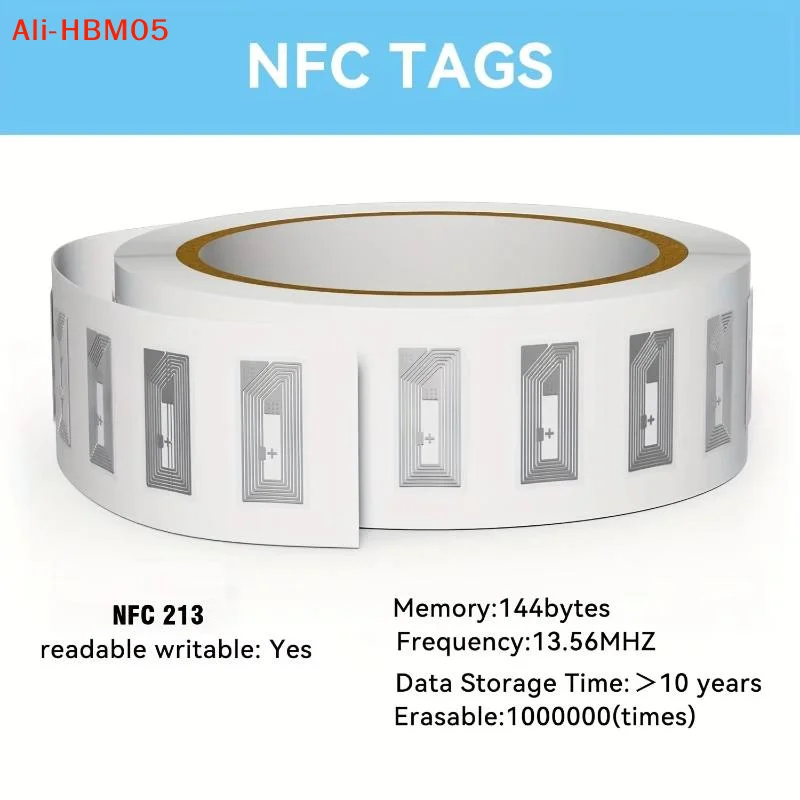 (HB05)10 Pcs NTAG213 NFC Sticker Rectangle Rewritable Smart RFID Tag Programmable For All NFC Phones