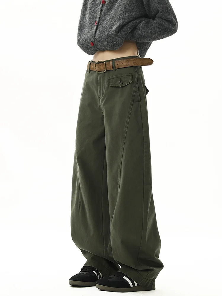 

Loose Fit Military een Men's Workwear Pants Autumn Winter Casual Trousers American Retro Wide Leg Pants Youth Faion Brand