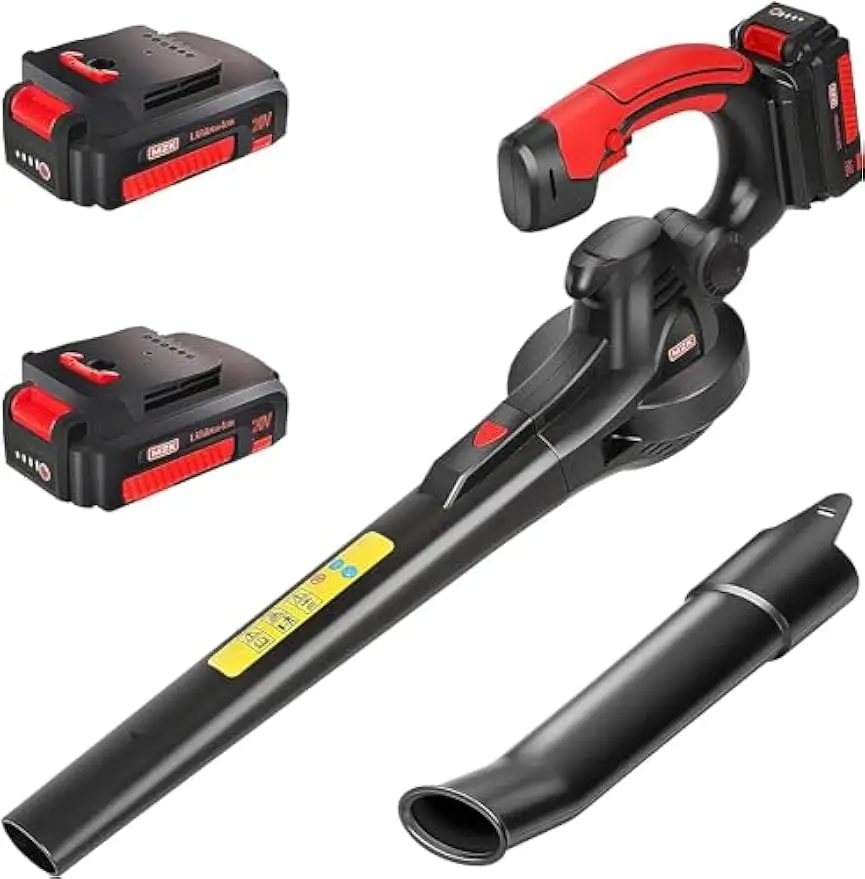 

Беспроводная воздуходувка для листьев 20 В, легкая электрическая воздуходувка для ухода за газоном, чистка патио с 2 батареями и зарядным устройством