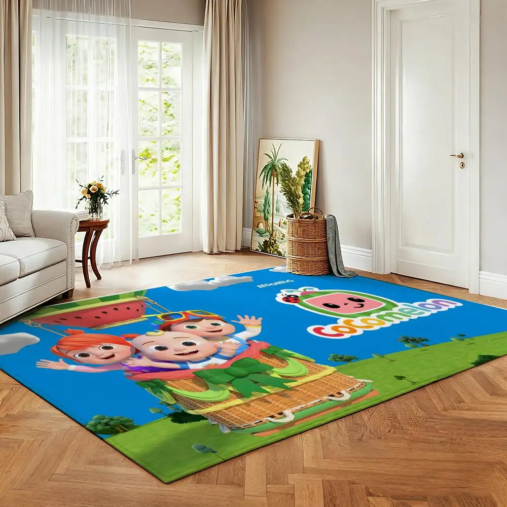 Kids' Cartoon C-Cocomelon Floor Mat Soft Flannel Entrance Door Mat Non Slip Absorbent Bathroom Bedroom Floor Rug