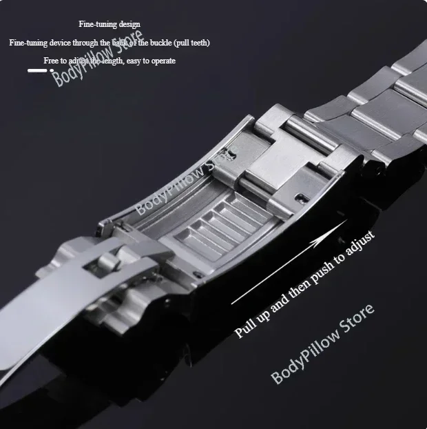 20mm Steel 904L Fine Adjustment Buckle Watch Strap Bracelet Substitute Rolex Black and Green Water Ghost Diver 116610