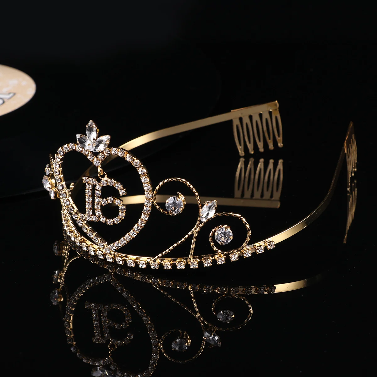 

1Pcs Birthday Crown Alloy Rhinestone 16 Years Old Golden Elegant Headwear for Women Birthday Hair Accessories Sparkling