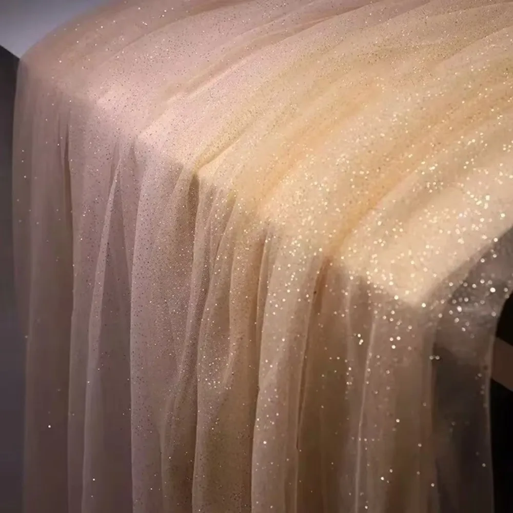 

New 45cmX150cm Mesh Sparkle Fabric DIY Sewing Soft Sparkle Tulle Fabric Glitter Sequin Solid Color Decoration Material