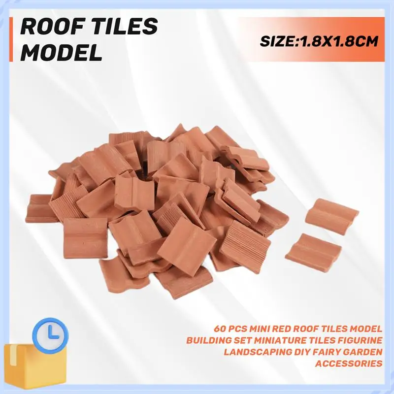 

ABTK-60 Pcs Mini Red Roof Tiles Model Building Set Miniature Tiles Figurine Landscaping DIY Fairy Garden Accessories