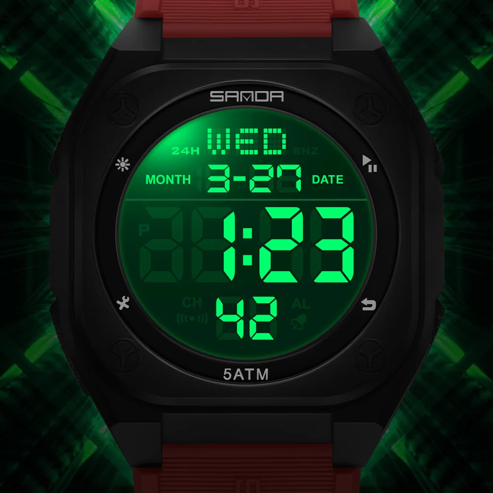 SANDA Digital Sport Watch for Men Military Waterproof Count Down Timer Man Wristwatch TPU Strap Alarm Clock Reloj Hombre