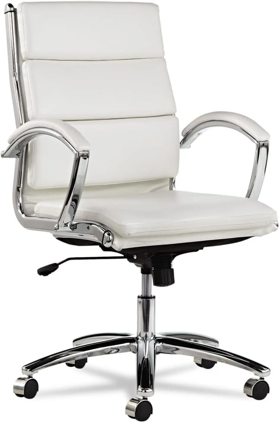 Alenr4206 Neratoli Series Mid-Back Slim Faux Leather Chair - White/Chrome