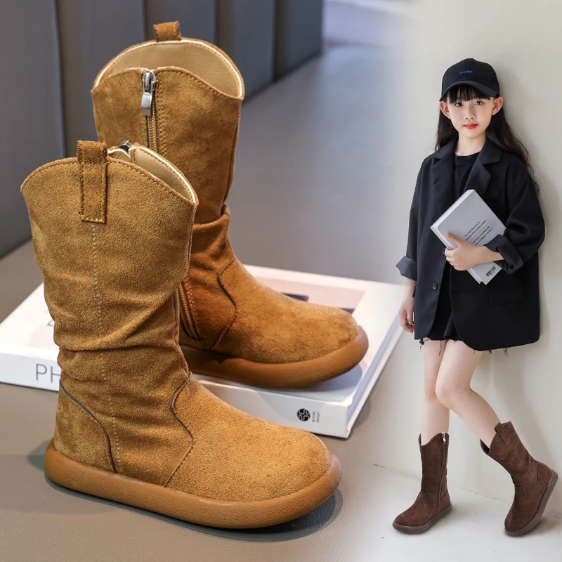 

2025 Ботильоны для девочек на меховой подкладке на зиму 2025 модные короткие сапоги для девочек