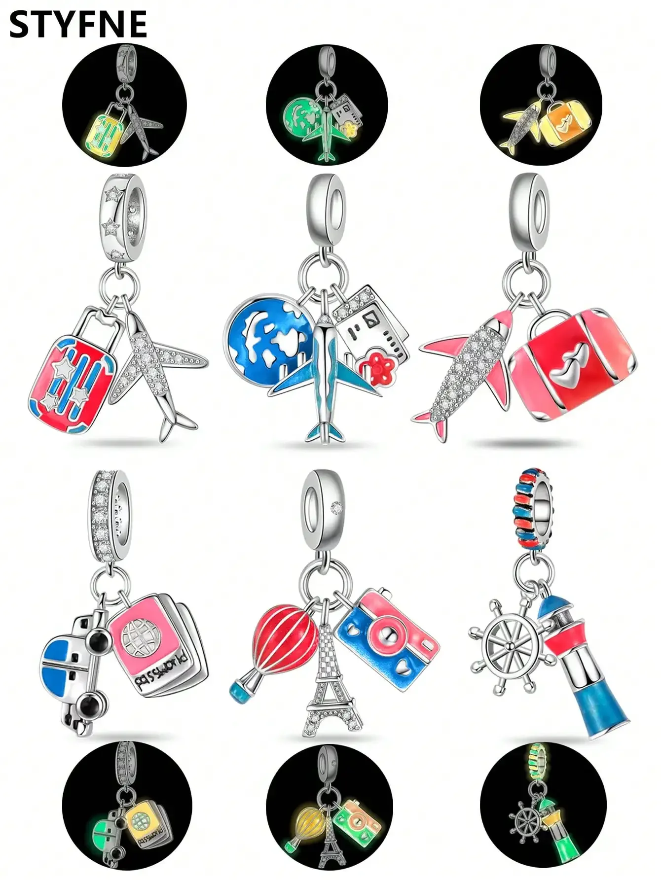 925er Silber vergoldet, Original-Charms, Reisegepäck, Kamera-Perlen, passend für Armbänder, Damenschmuck, Geschenk