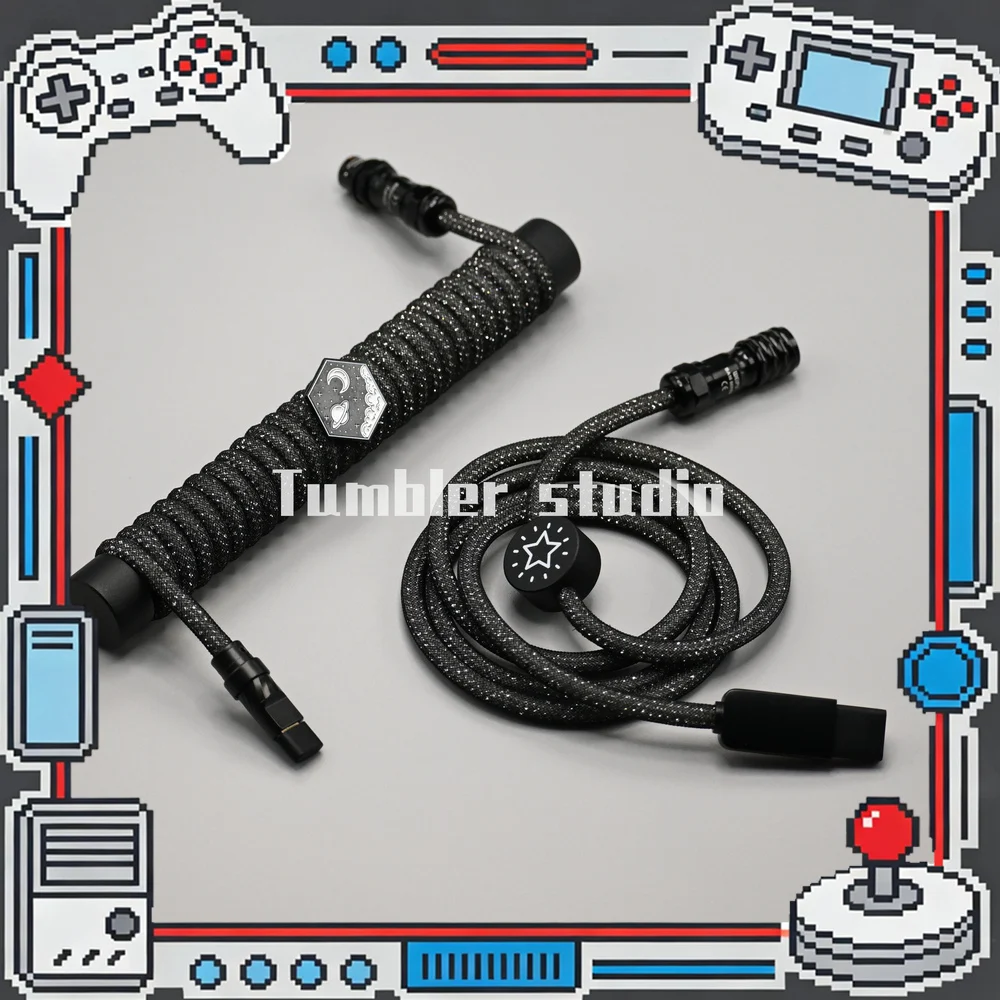 Tumbler Studio Starry Sky Theme Flash Black 8K Custom Mechanical Keyboard Aviator Cable Coiled Gaming Cord Magnetic Switch