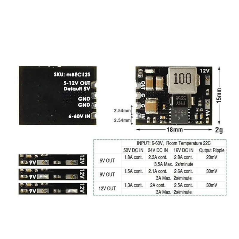 

【Срочная распродажа】Micro-BEC 6-60 В до 5 В/9 В/12 В-ADJ понижающий модуль для радиоуправляемой модели самолета, вертолета, FPV, гоночного дрона, детали для самостоятельного изготовления