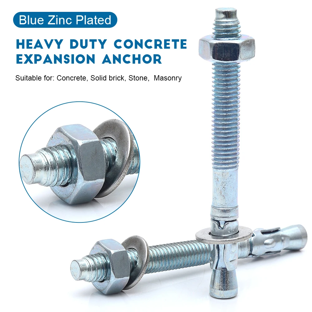 Heavy Duty Comcerete Expansion Anchor M6 M8 M10 M12 M16 Zinc Plated Wedge Anchor Expansion Screw Wedge Anchor Through Bolt