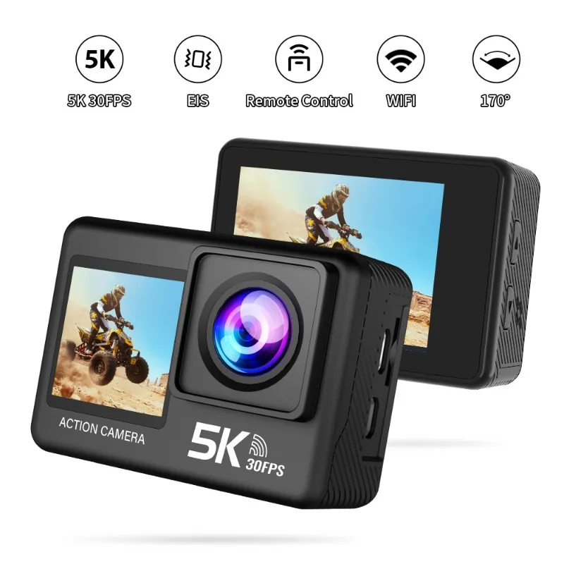 M60TR 5K Sports Camera 4K 60FPS 0GB/128GB 2.0-inch Touchscreen WiFi 170 Degree Wide-angle 30M Waterproof Helmet Sports Camera