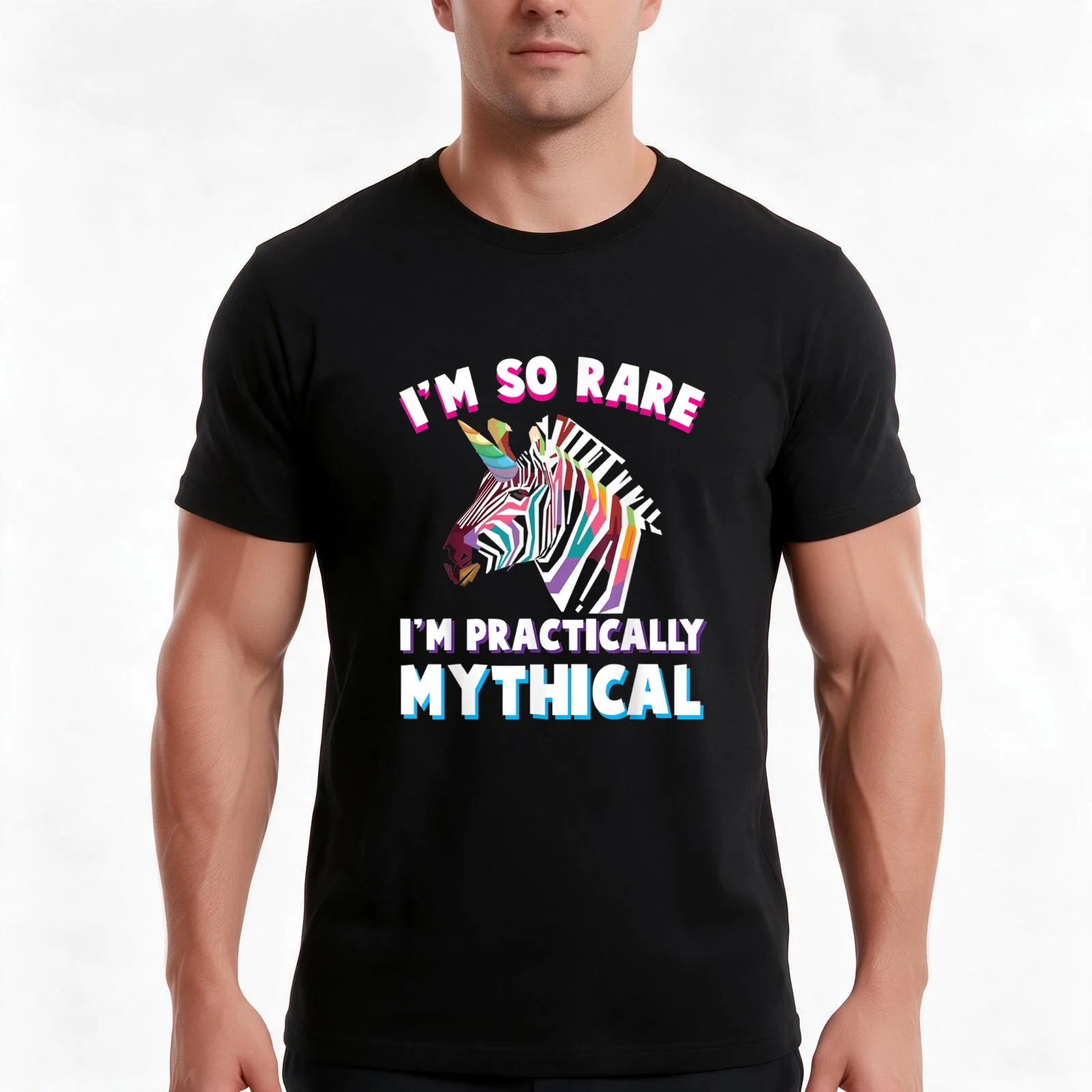 Colorful Zebra Unicorn Handicap I M So Rare T Shirt T-Shirt Summer Casual Cotton Tee Unisex Men Women