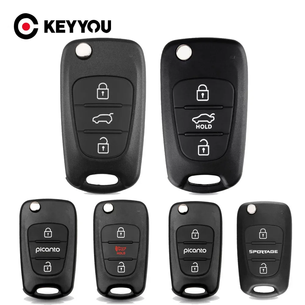 KEYYOU 3 Buttons Flip Remote Auto Car Key Shell For Hyundai I20 I30 IX35 I35 Accent Elantra Solaris  santa fe For Kia Cerato