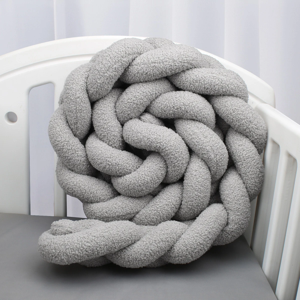 300CM Newborn Baby Crib Bumper Cot Protector Infant Bedding Set for Babies Boys Girls Braid Knot Pillow Cushion Room Decor