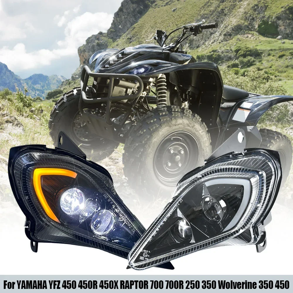لياماها YFZ 450 450R 450X رابتور 700 700R 2006-2025 250 350 ولفيرين 350 450 2006-2009 زوج LED المصابيح الأمامية مجموعة مصابيح الرأس