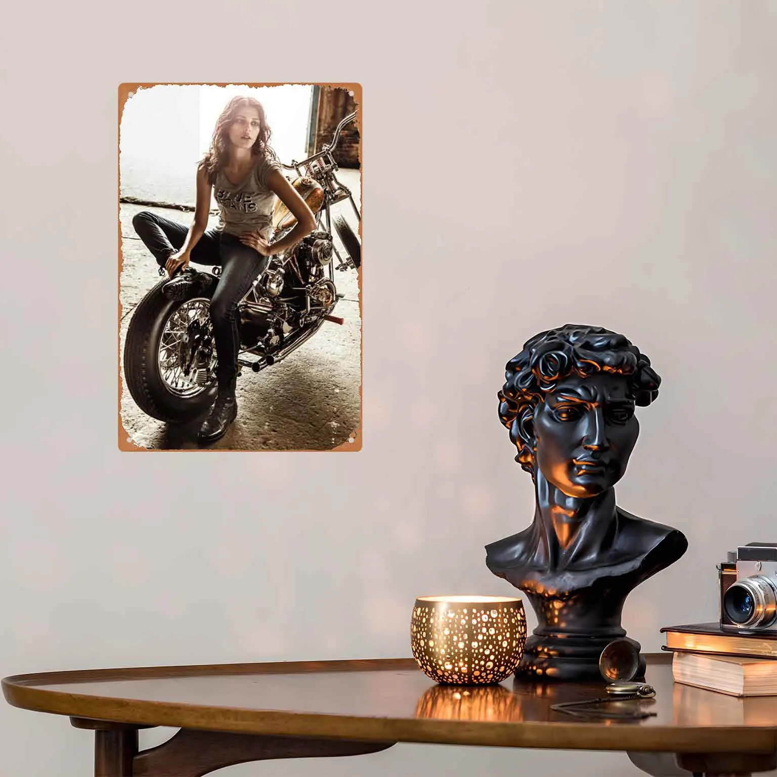 Strong Female Racer in a Glamorous Scene Vintage Metal Wall Sign Decor - view 3