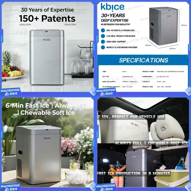 Factory Sale DC Nugget Ice Maker 6 Mins Fast High Quality Desktop Extruded Chewable Portable Ice Maker Machine Home Office
