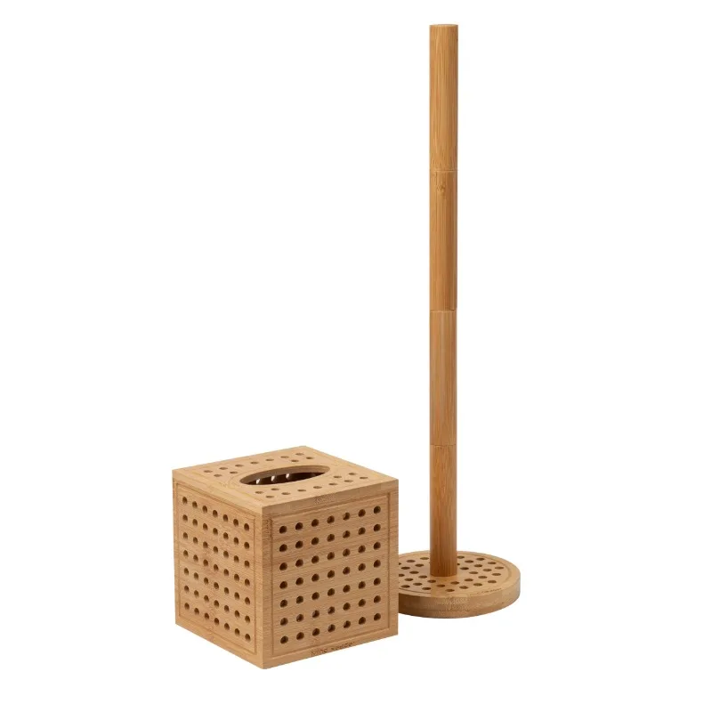 

r Lattice Collection, Tissue Box Cover and Toilet Paper Holder Set, Brown