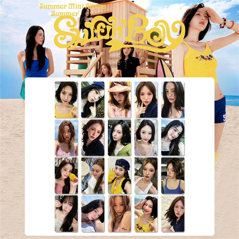5Pcs/Set Girls Group New Album Summer HD Cosplay Photocards Irene Seulgi Wendy Joy Yeri Double Sides Glossy LOMO Cards Fans Gift