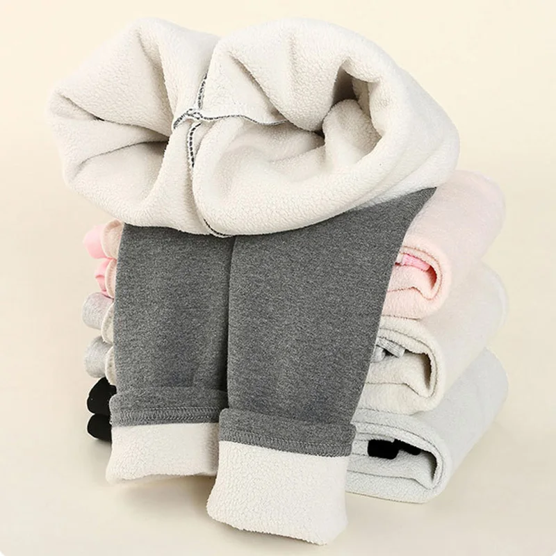 2024 Girls Padded Pants Children Autumn Winter Thickened Warm Bottoming Trousers Kids Plus Velvet Pants New Cotton Clothing