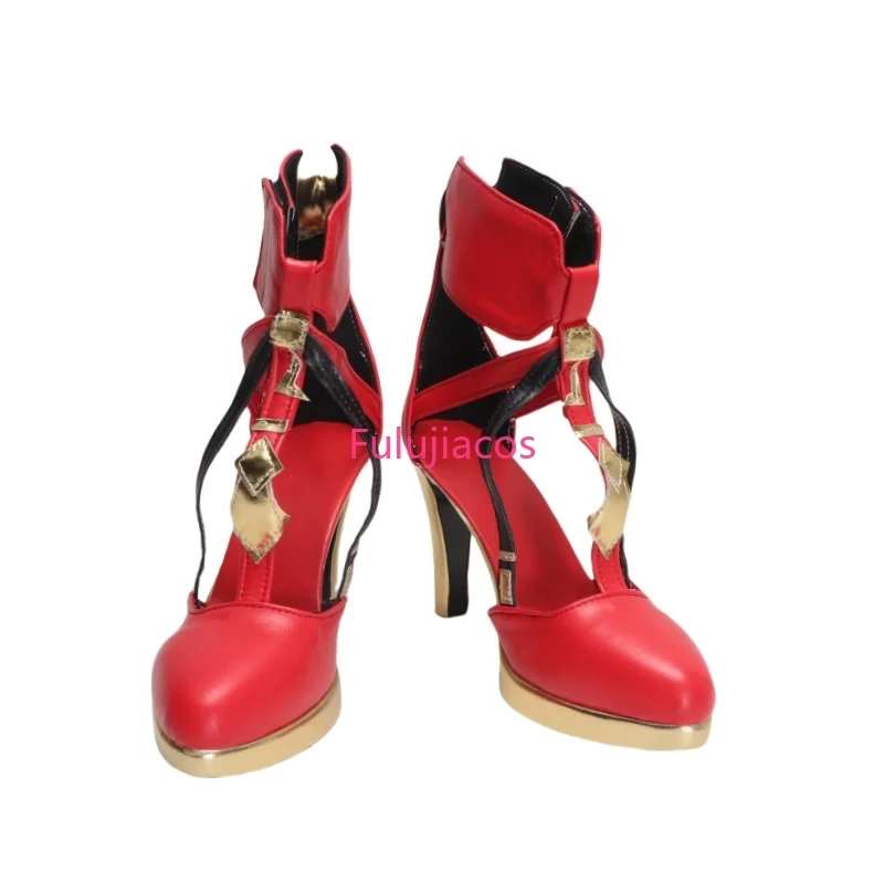 Juego Wuthering Waves Phrolova, zapatos de Cosplay, botas, zapatos altos de cuero PU rojo, accesorios de fiesta de juego de rol de Halloween para mujeres y niñas