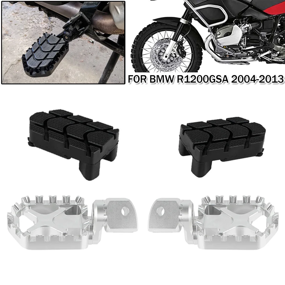 Motorcycle Foot Pegs Rests Padel For BMW R1200GS Adventure OC 2004-2012 2013 R1200GSA Detachable Rubber Cover Footrests Footpegs