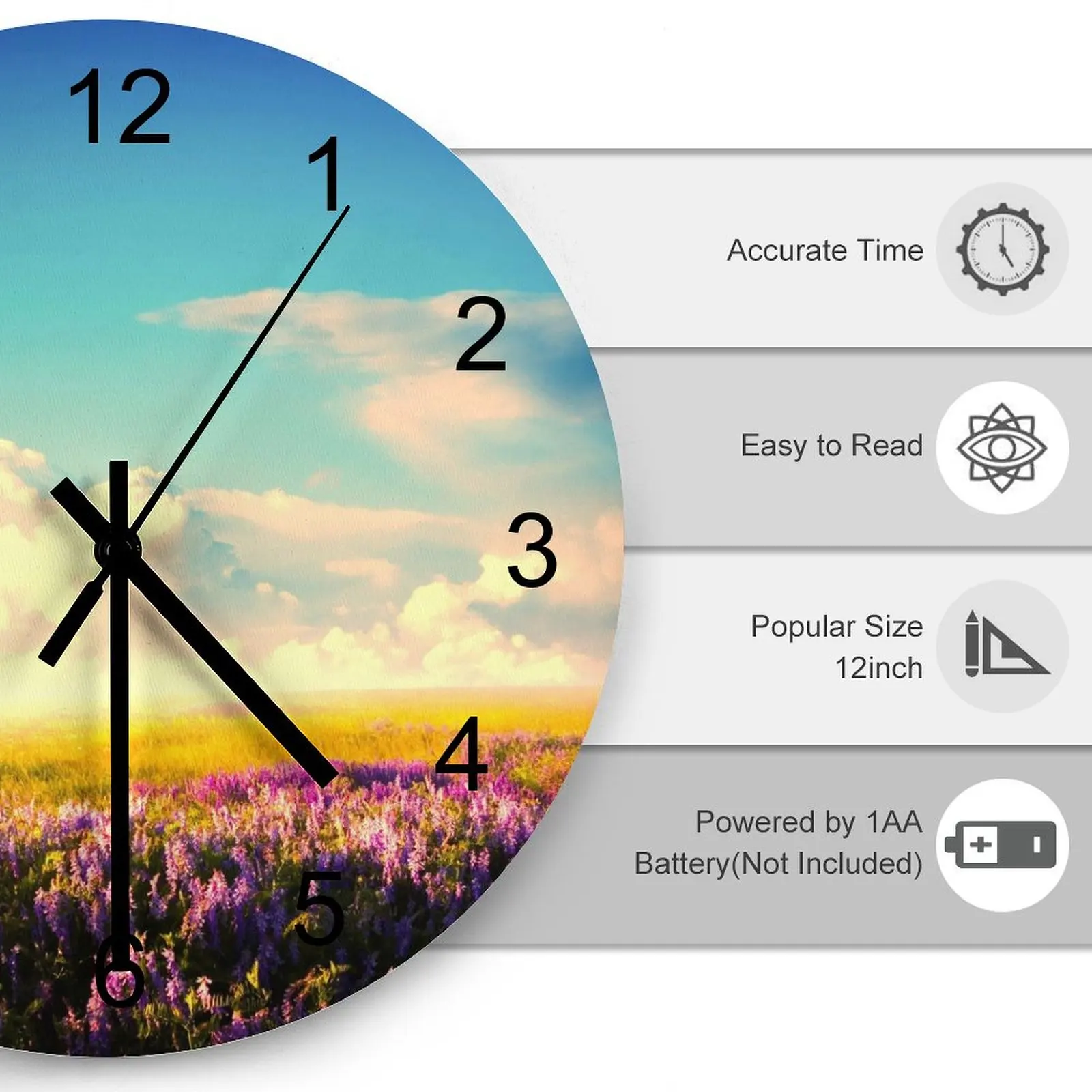 Garage Wall Clock Breathtaking nature Clocks 12 inch Mute Wooden Round Artistic Circular Classic