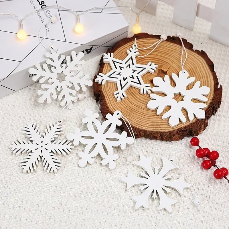 50pcs Wooden Snowflakes for Christmas, DIY Ornaments, Eco-Friendly Home Decor, Perfect for Craft Projects and Tree Decoration