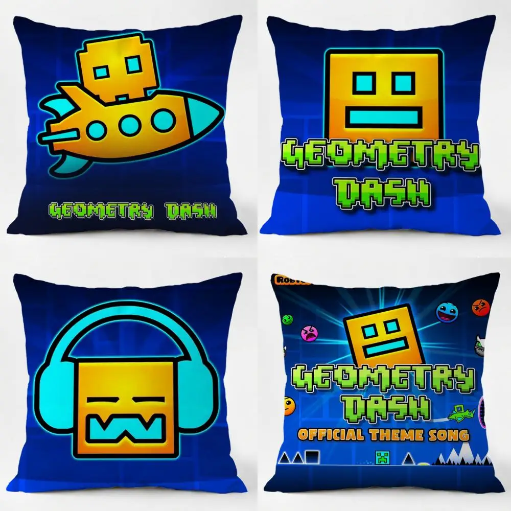 G-Geometry Dash V-Video Cushion Cover Daily Washable Linen Pillowcase Soft  for Sofa Bed Home Room Decor