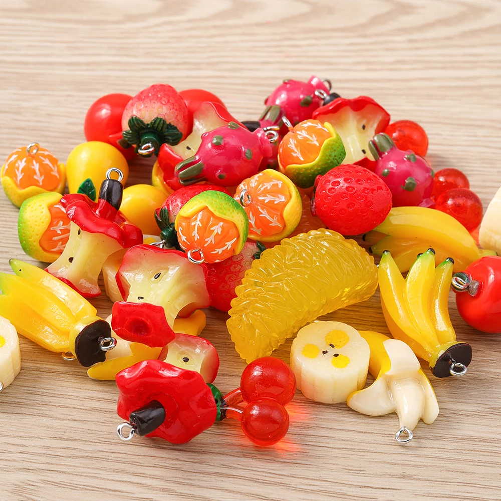 Tusember 10 قطع لطيف الفاكهة سحر التفاح الموز الكرز الذرة الفراولة المعلقات لصنع المجوهرات قلادة سوار أقراط DIY بها بنفسك #2