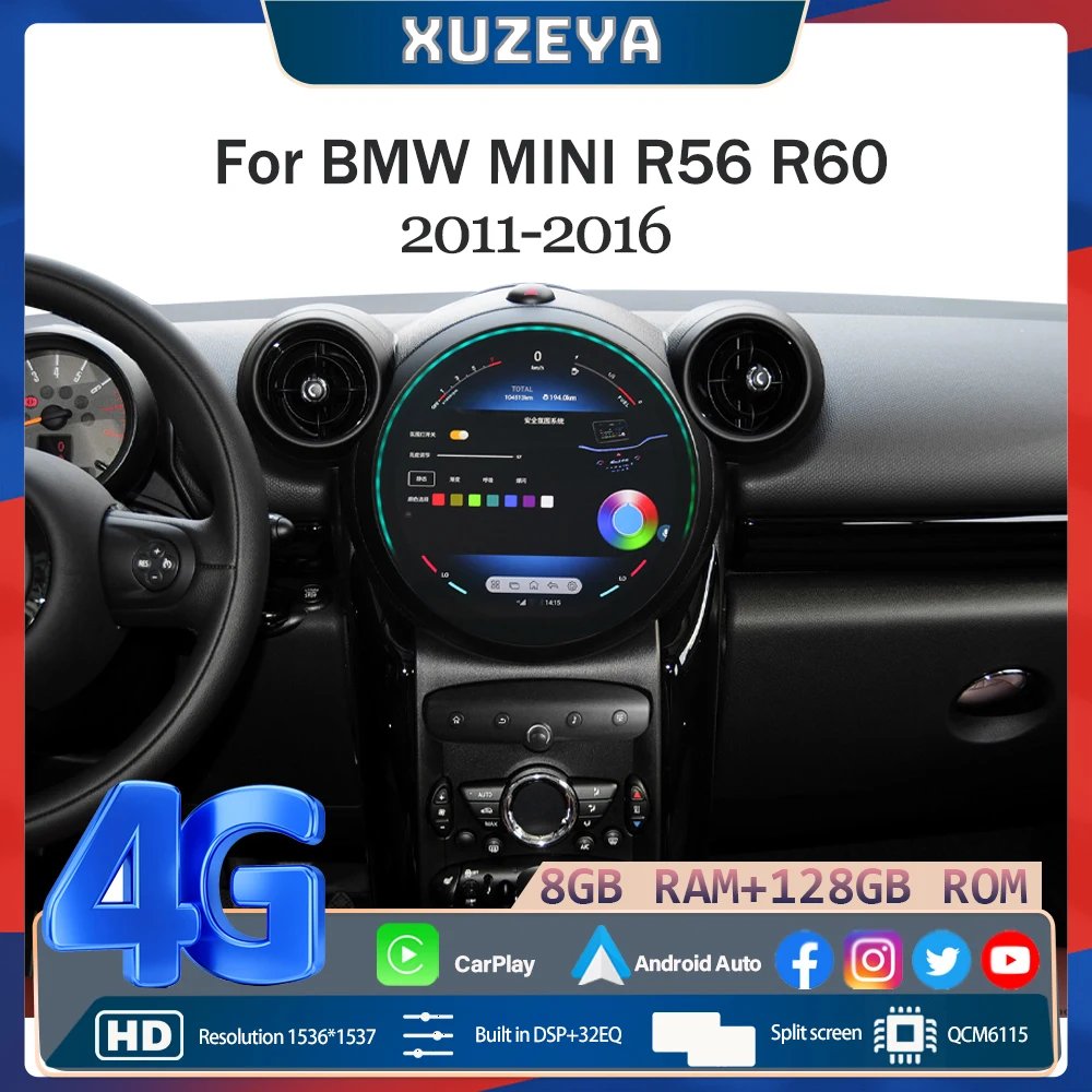 For BMW Mini Cooper R56 R60 2011-2016 OLD TO NEW Auto Carplay Car GPS Navigation Stereo Multimedia Player 360