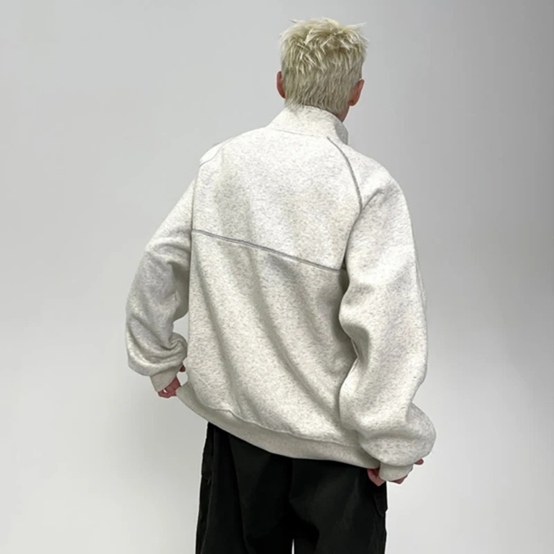 الخريف رسالة ملابس منقوشة بكم طويل نصف البريدي بلوزات رجل الهيب هوب موضة المرقعة سوداديرا Y2K الشارع الشهير البلوز هوديس #4