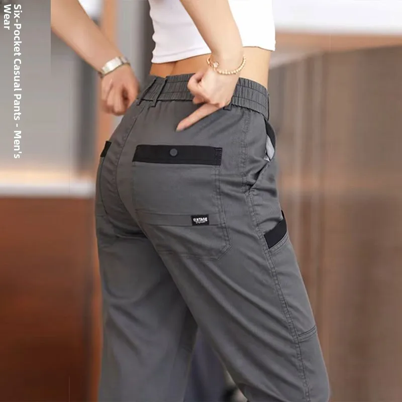 

Summer Thin Ice Silk Men's Casual Pants High Waist ket Pants Faionable All-Match Straight Leg Breathable Long Trousers